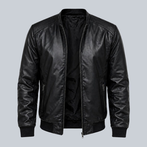 Men's Casual Leather Bomber Jacket