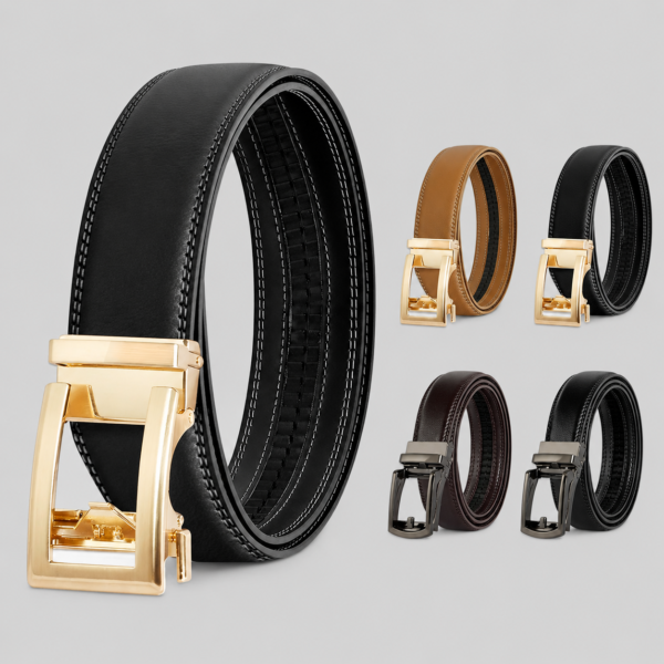 Classic automatic buckle leather belt in bison brown, handcrafted by Nova X Leather Melbourne